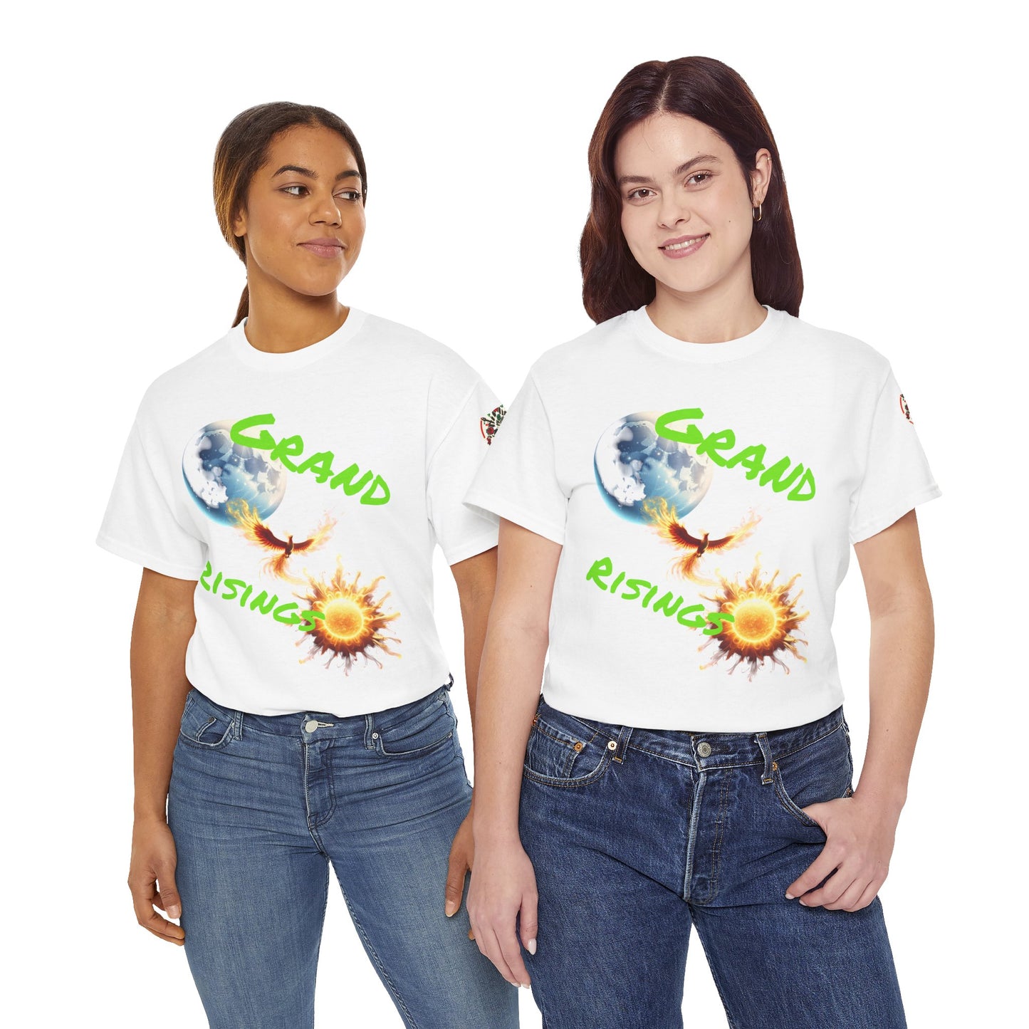 Celestial Phoenix Unisex Heavy Cotton Tee - Embrace the Sun and Moon