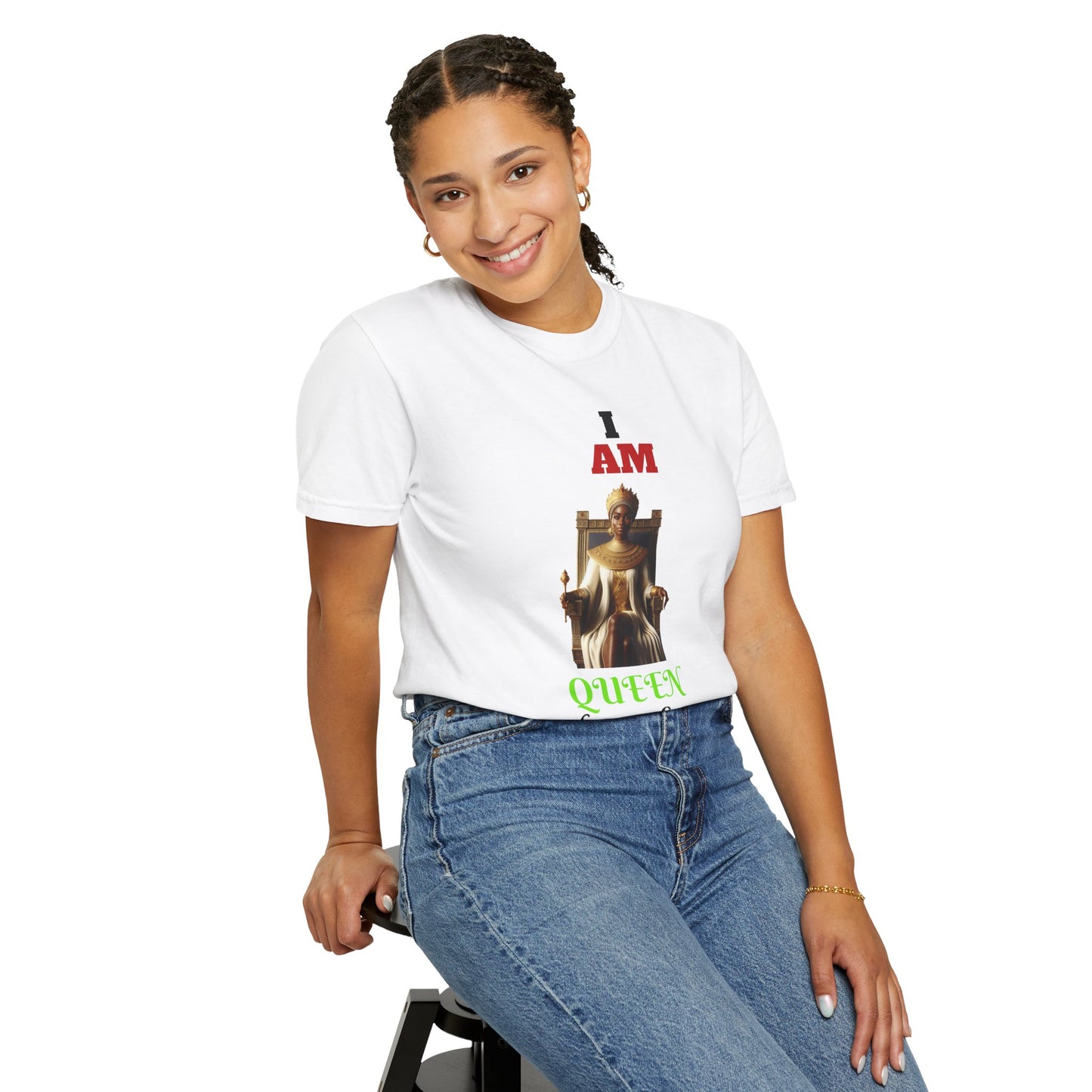 Unisex Garment-Dyed T-Shirt with 'Queen Mother' Design - Empowering Apparel for Celebration and Everyday Wear
