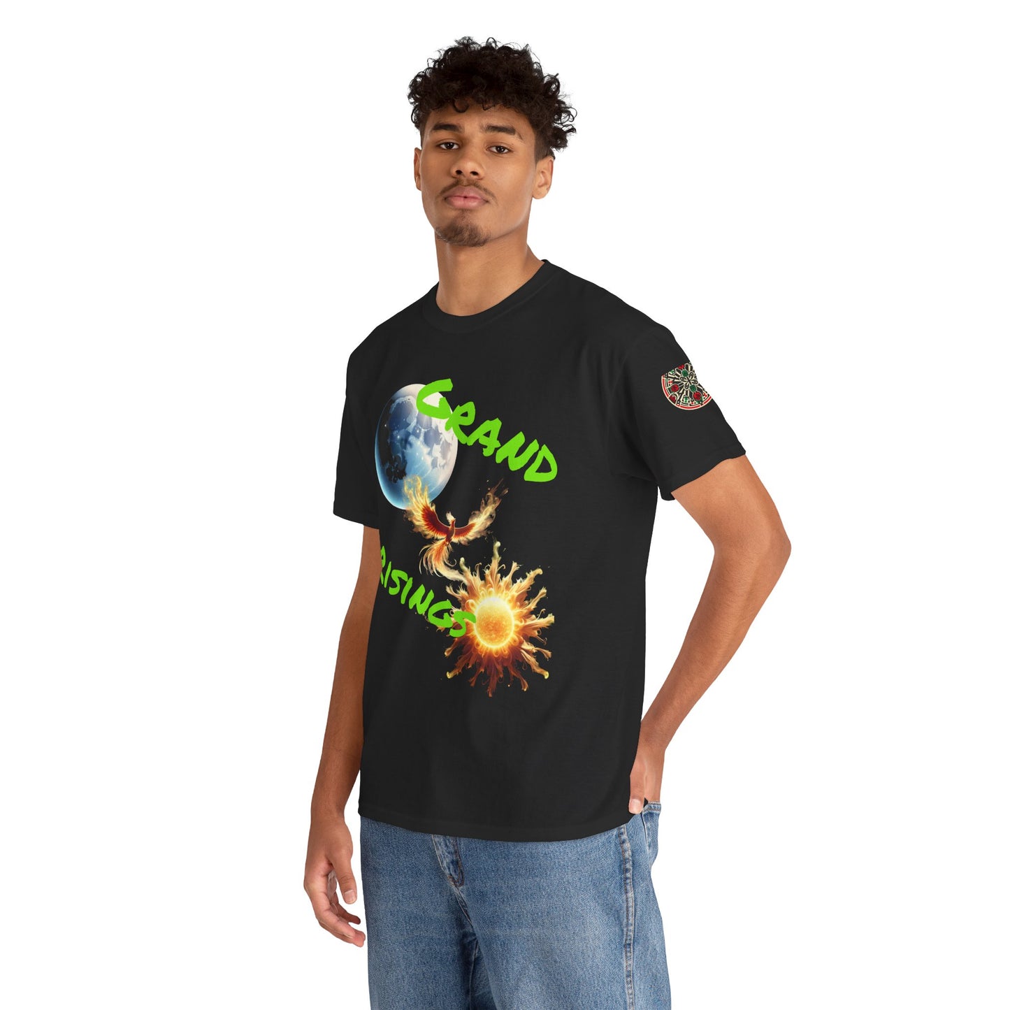 Celestial Phoenix Unisex Heavy Cotton Tee - Embrace the Sun and Moon
