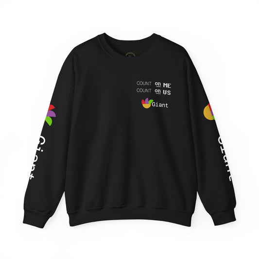 Crewneck Sweatshirt — “Count on Me, Count on Us” Branded Logo Pullover