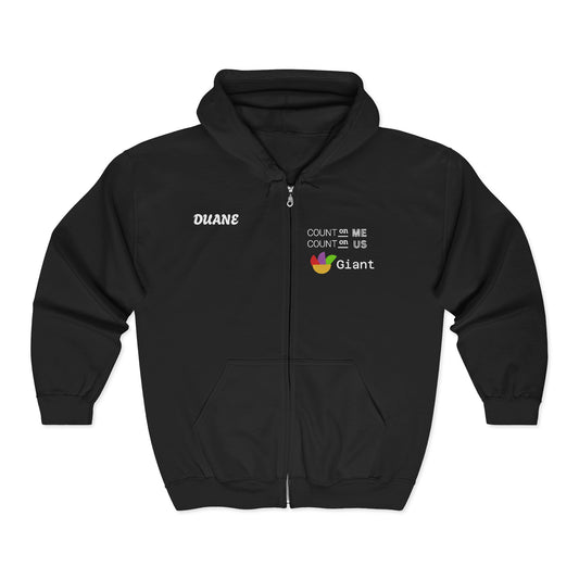 Full-Zip Hoodie — "My Giant" Logo & "Count on Us, Count on Me" Back Design